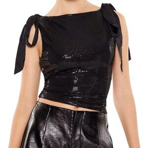 NWT SEQUIN BOW CROP TOP